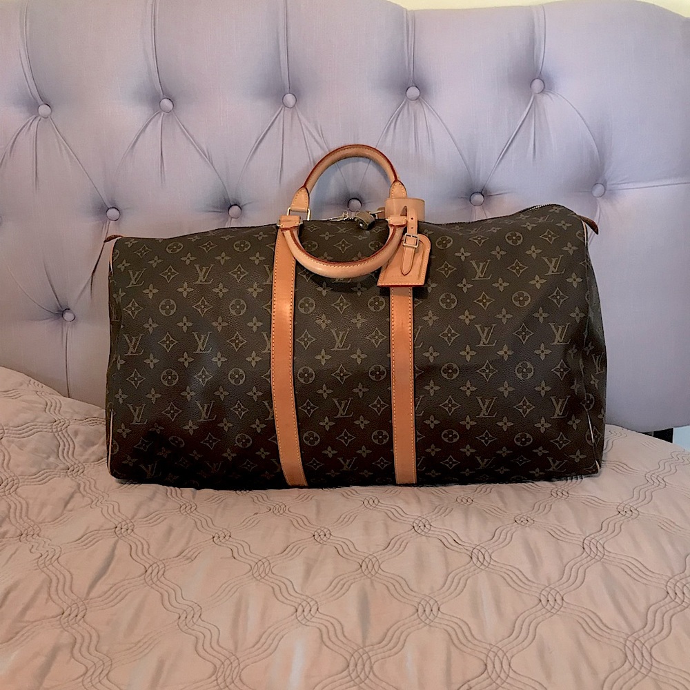 Bandolier Keepall 55 duffel brown LV monogram